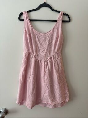 Soft Pink Linen Sleeveless Sundress